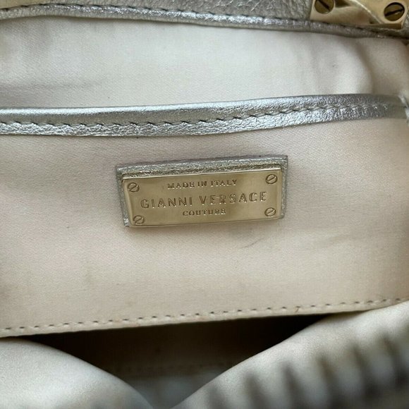 Gianni Versace Women Bag Small Hand Bag Silver Tone Made in Italy - Picture 9 of 12